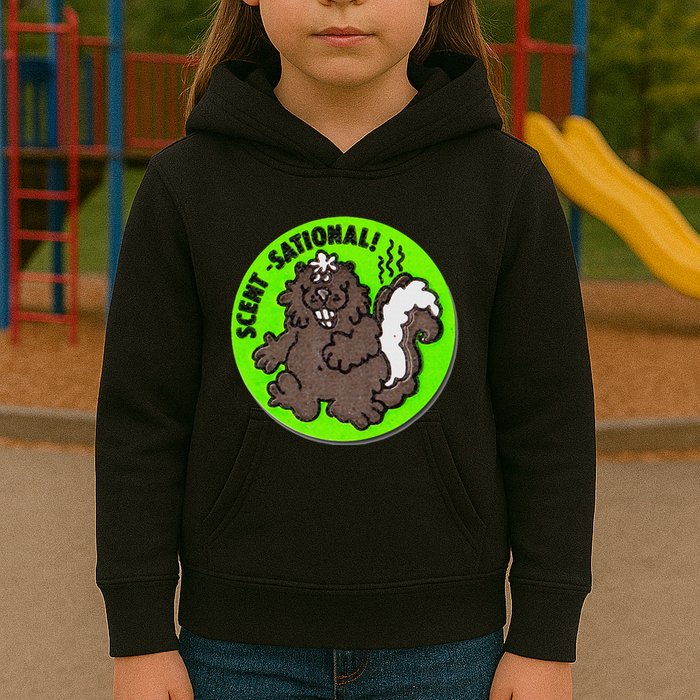 Scratch And Sniff Sticker Skunk Scentsational Kids Hoodie
