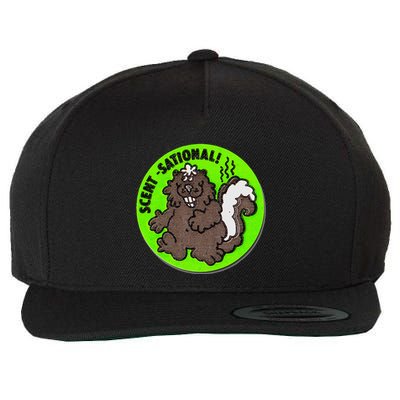 Scratch And Sniff Sticker Skunk Scentsational Wool Snapback Cap