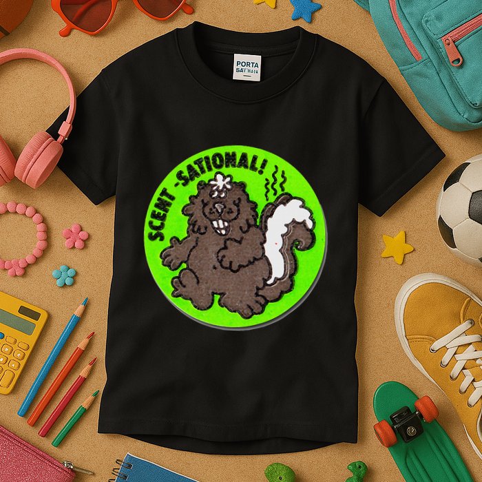 Scratch And Sniff Sticker Skunk Scentsational Kids T-Shirt