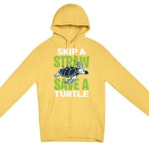 Skip A Straw Save A Turtle Envirotal Activist Funny Gift Premium Pullover Hoodie