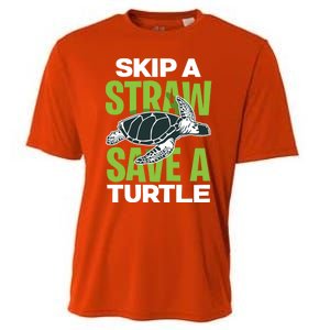 Skip A Straw Save A Turtle Envirotal Activist Funny Gift Cooling Performance Crew T-Shirt