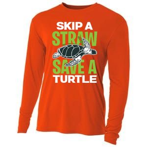 Skip A Straw Save A Turtle Envirotal Activist Funny Gift Cooling Performance Long Sleeve Crew