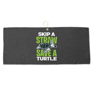 Skip A Straw Save A Turtle Envirotal Activist Funny Gift Large Microfiber Waffle Golf Towel