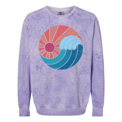 Sun And Sea Retro Vintage Wave Colorblast Crewneck Sweatshirt