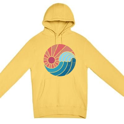 Sun And Sea Retro Vintage Wave Premium Pullover Hoodie