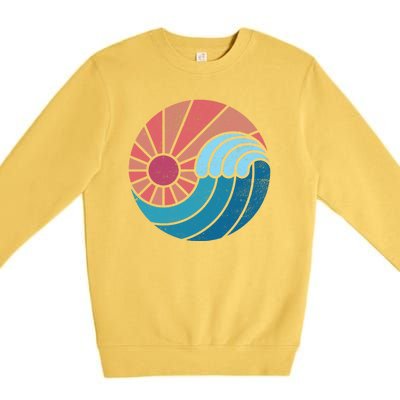 Sun And Sea Retro Vintage Wave Premium Crewneck Sweatshirt