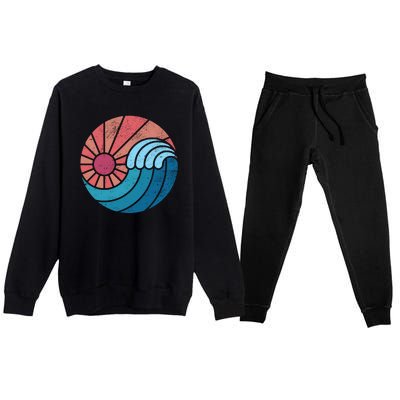 Sun And Sea Retro Vintage Wave Premium Crewneck Sweatsuit Set