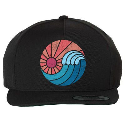 Sun And Sea Retro Vintage Wave Wool Snapback Cap