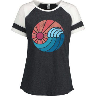 Sun And Sea Retro Vintage Wave Enza Ladies Jersey Colorblock Tee