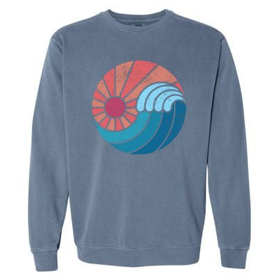 Sun And Sea Retro Vintage Wave Garment-Dyed Sweatshirt