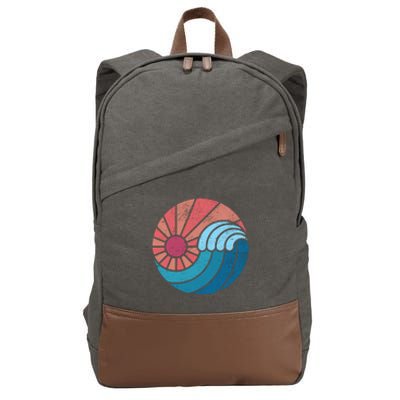 Sun And Sea Retro Vintage Wave Cotton Canvas Backpack