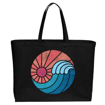 Sun And Sea Retro Vintage Wave Cotton Canvas Jumbo Tote