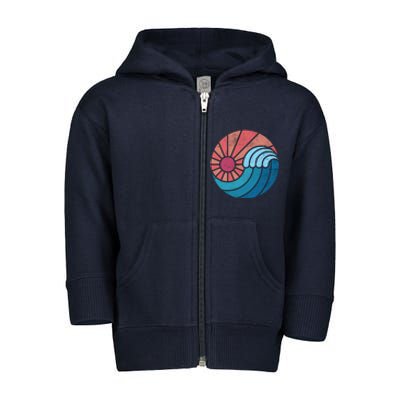 Sun And Sea Retro Vintage Wave Toddler Zip Fleece Hoodie