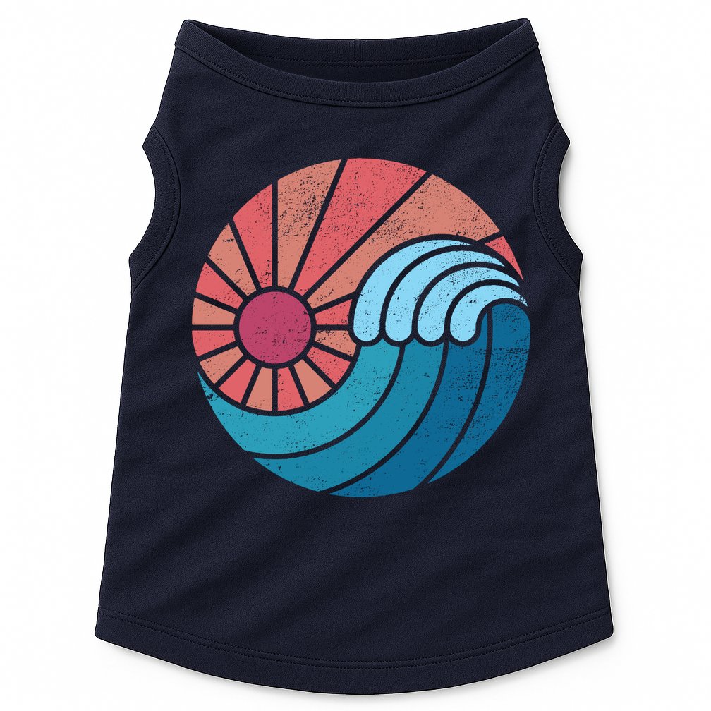 Sun And Sea Retro Vintage Wave Doggie Tank