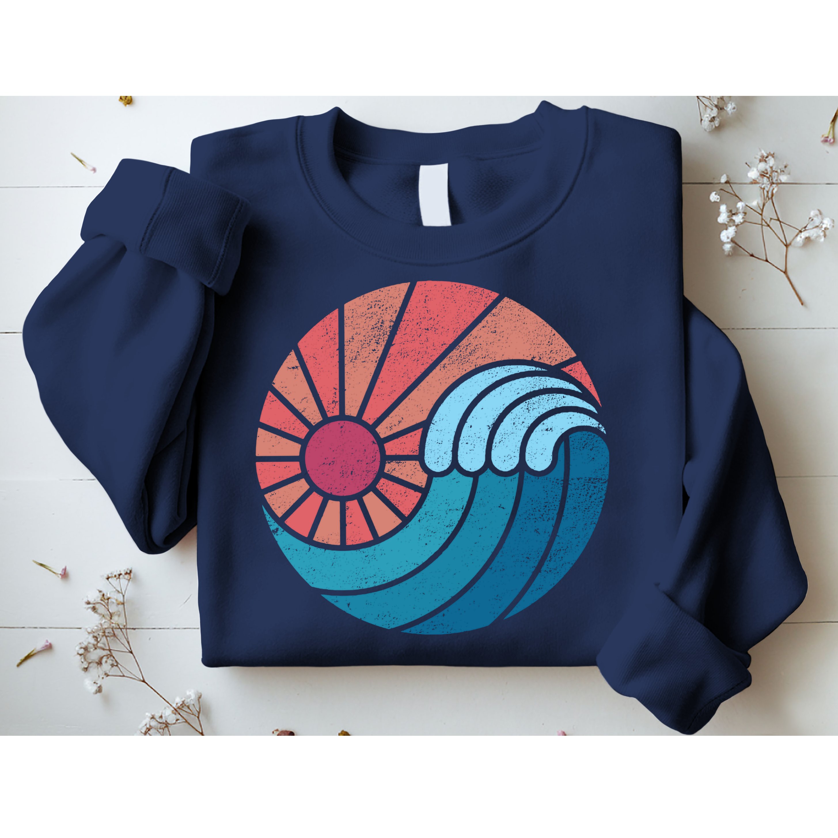 Sun And Sea Retro Vintage Wave Sweatshirt