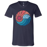 Sun And Sea Retro Vintage Wave V-Neck T-Shirt