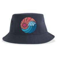 Sun And Sea Retro Vintage Wave Sustainable Bucket Hat