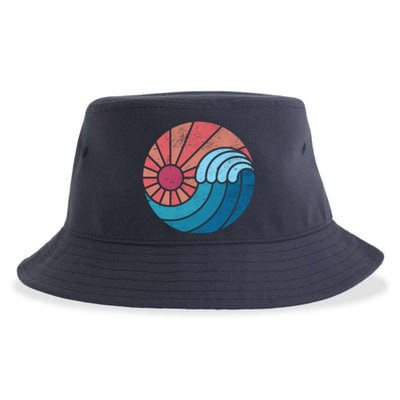 Sun And Sea Retro Vintage Wave Sustainable Bucket Hat