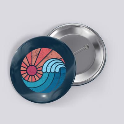 Sun And Sea Retro Vintage Wave Button