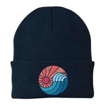 Sun And Sea Retro Vintage Wave Knit Cap Winter Beanie