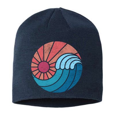 Sun And Sea Retro Vintage Wave Sustainable Beanie