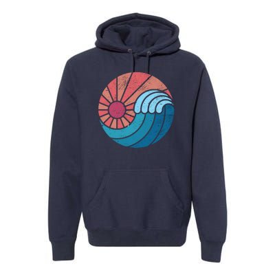 Sun And Sea Retro Vintage Wave Premium Hoodie