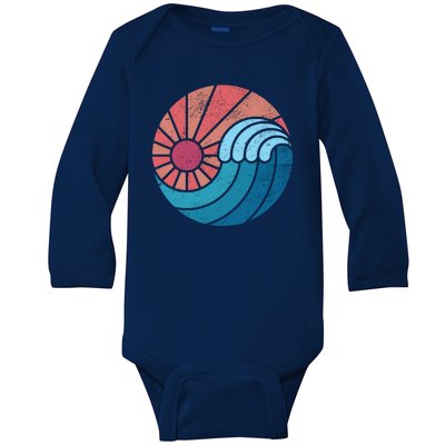 Sun And Sea Retro Vintage Wave Baby Long Sleeve Bodysuit