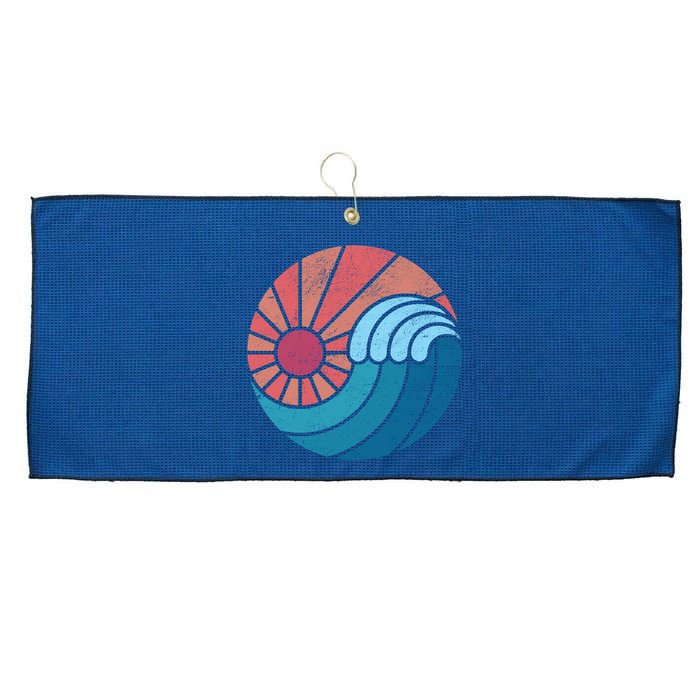 Sun And Sea Retro Vintage Wave Large Microfiber Waffle Golf Towel