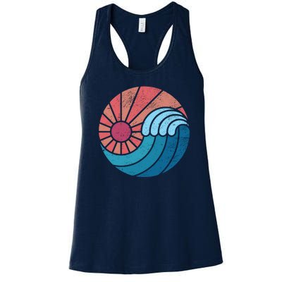 Sun And Sea Retro Vintage Wave Women's Racerback Tank