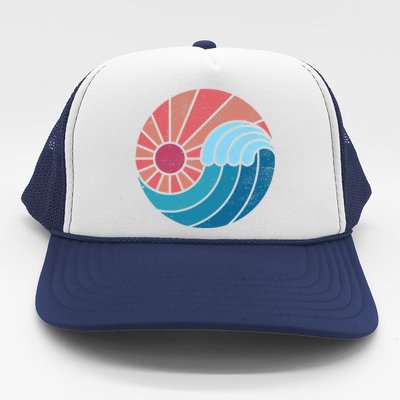 Sun And Sea Retro Vintage Wave Trucker Hat