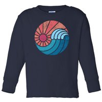 Sun And Sea Retro Vintage Wave Toddler Long Sleeve Shirt