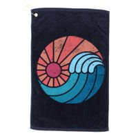 Sun And Sea Retro Vintage Wave Platinum Collection Golf Towel