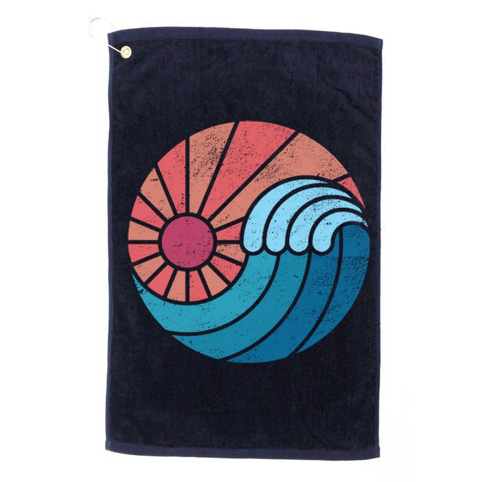 Sun And Sea Retro Vintage Wave Platinum Collection Golf Towel