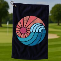 Sun And Sea Retro Vintage Wave Golf Towel