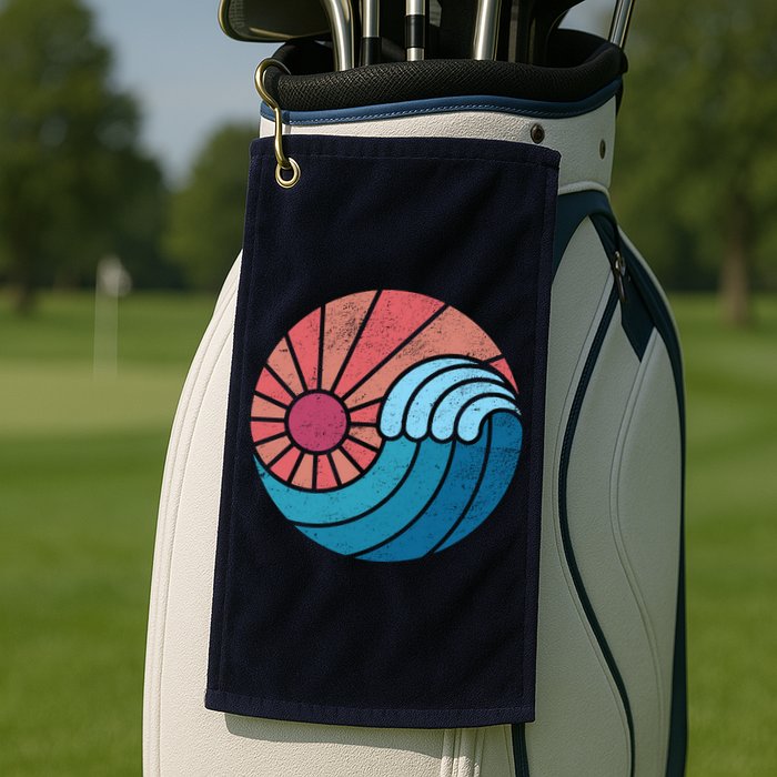 Sun And Sea Retro Vintage Wave Golf Towel