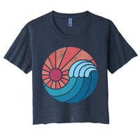 Sun And Sea Retro Vintage Wave Crop Top