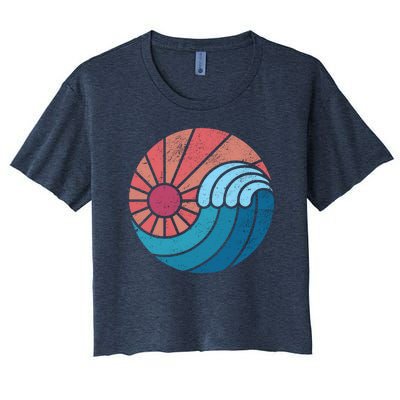 Sun And Sea Retro Vintage Wave Women's Crop Top Tee