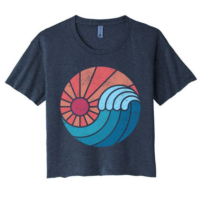 Sun And Sea Retro Vintage Wave Crop Top