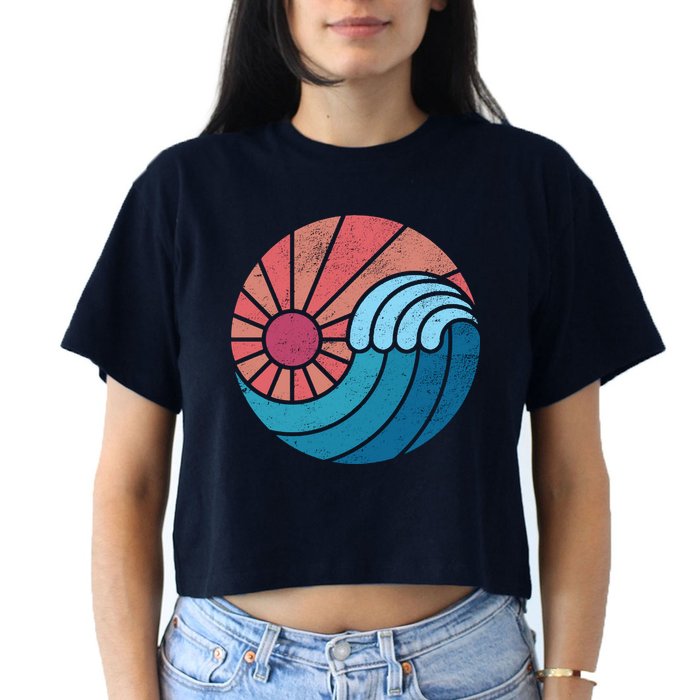 Sun And Sea Retro Vintage Wave Crop Top