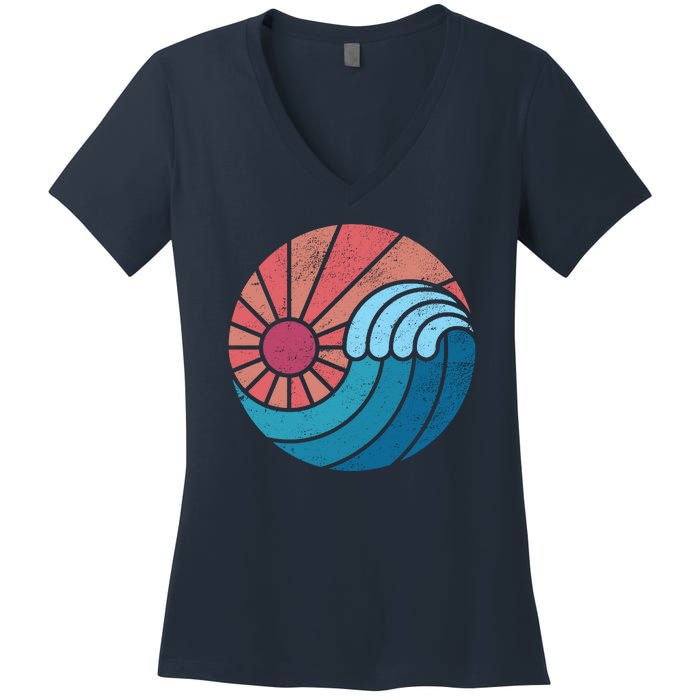 Sun And Sea Retro Vintage Wave Women's V-Neck T-Shirt