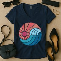 Sun And Sea Retro Vintage Wave Women's V-Neck T-Shirt