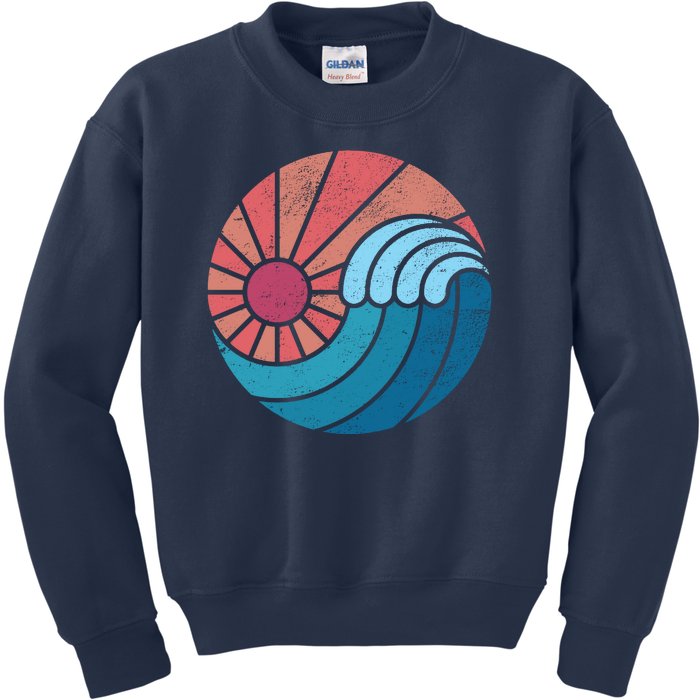 Sun And Sea Retro Vintage Wave Kids Sweatshirt