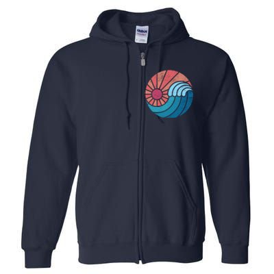 Sun And Sea Retro Vintage Wave Full Zip Hoodie