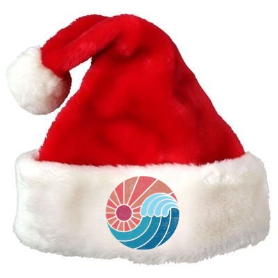 Sun And Sea Retro Vintage Wave Premium Christmas Santa Hat