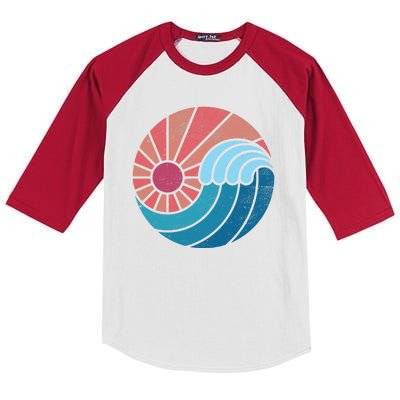 Sun And Sea Retro Vintage Wave Kids Colorblock Raglan Jersey