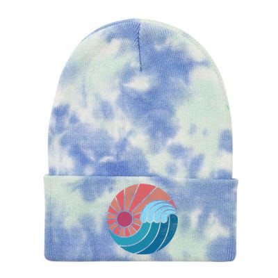 Sun And Sea Retro Vintage Wave Tie Dye 12in Knit Beanie