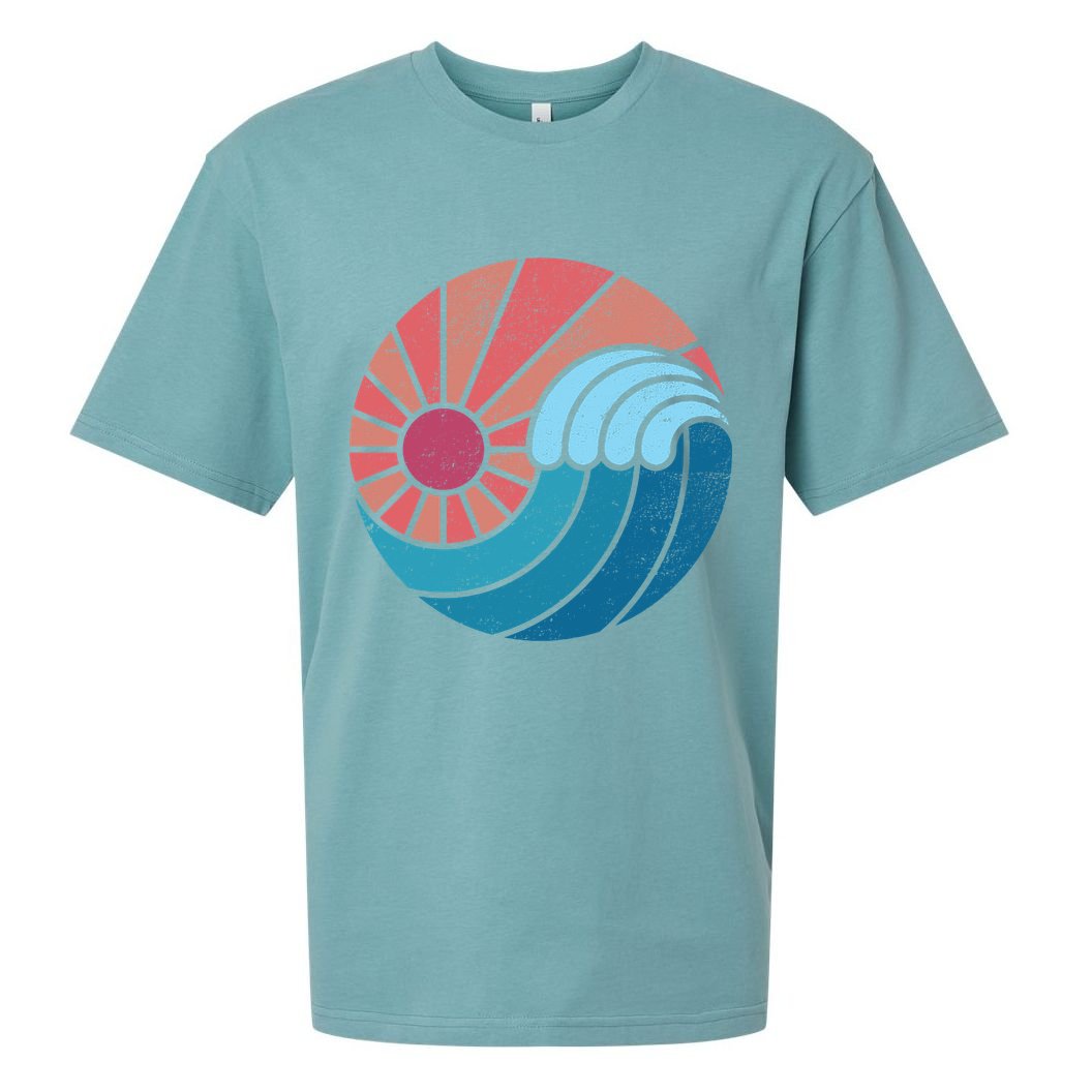 Sun And Sea Retro Vintage Wave Sueded Cloud Jersey T-Shirt