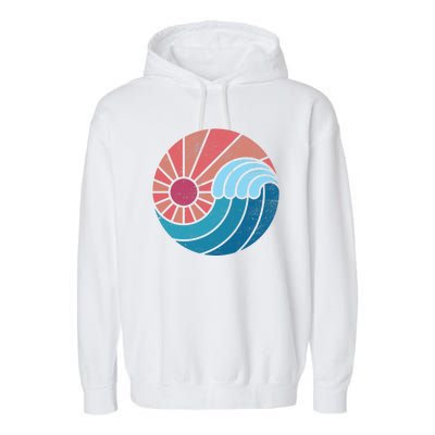 Sun And Sea Retro Vintage Wave Garment-Dyed Fleece Hoodie