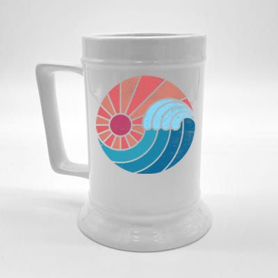 Sun And Sea Retro Vintage Wave Beer Stein