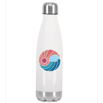 Sun And Sea Retro Vintage Wave Stainless Steel Insulated Water Bottle